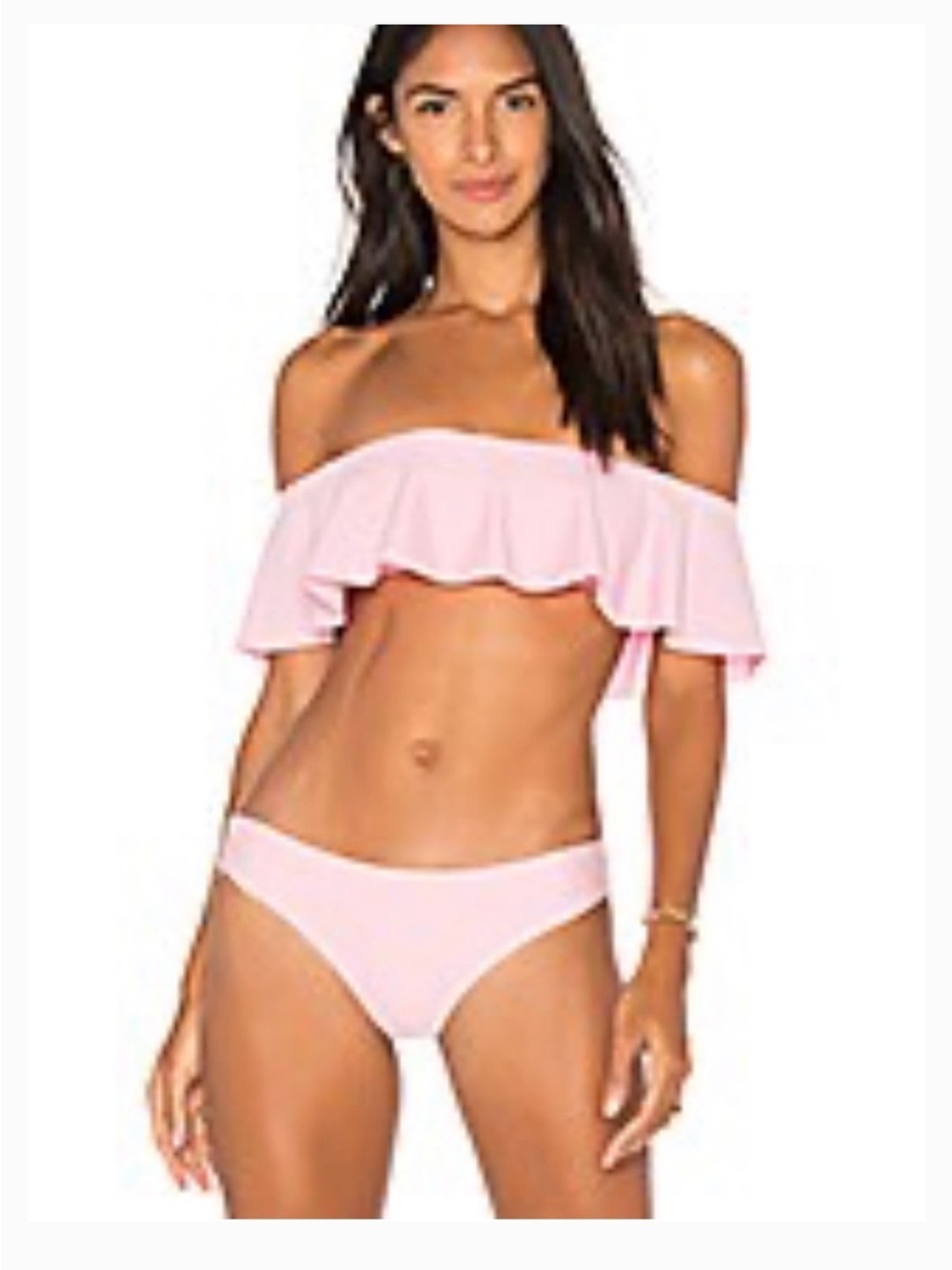 Beach Riot Off Shoulder Ruffled Pink Bikini Set - Picture 7 of 7